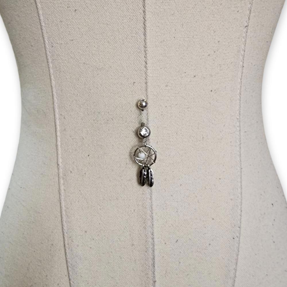 Silver Dreamcatcher Belly Button Ring - image 1